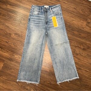 NWT Risen Wide Leg Frayed Ankle Jeans